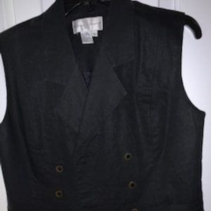 Black Linen Vest_Double-Breasted-8-Buttons